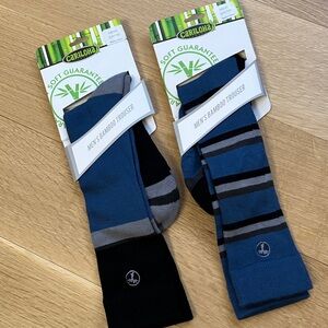 Cariloha Men's Bamboo Socks - Blue and Black Stripes - Set of 2
